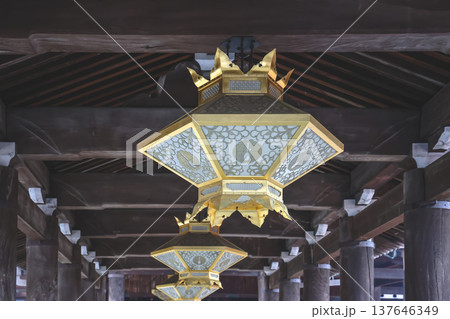 Nov 25 2025 Golden Lamp Inside Historic Kiyomizu dera Temple Kyoto 137646349