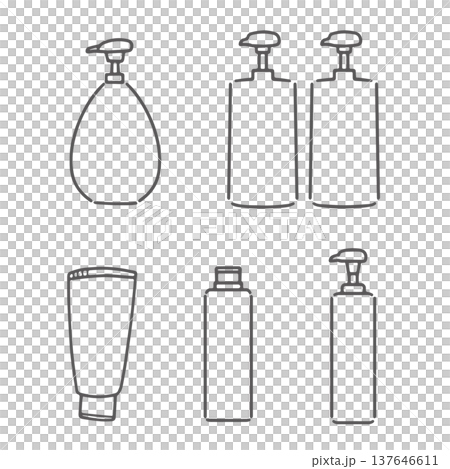 カラフルなボトルのモノクロイラストセット 137646611