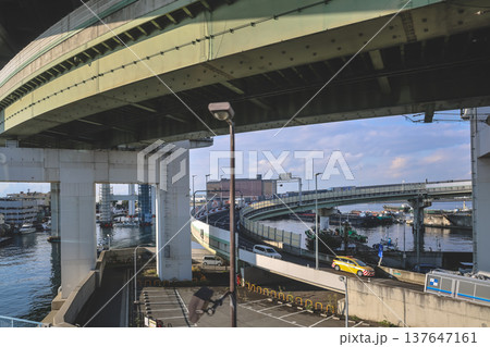 Nov 25 2025 Curving Tempozan Interchange Over Osaka Bay Waterfront Nov 25 2025 Curving Tempozan Interchange Over Osaka Bay Waterfront 137647161