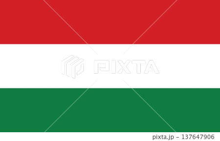 Flags of Hungary - flat collection icon. Hungary national flag set shape variations vector icon. Isolated sticker. 137647906