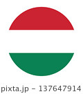Flags of Hungary - flat collection icon. Hungary national flag set shape variations vector icon. Isolated sticker. 137647914