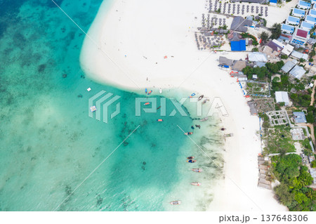 The beautiful tropical Island of Zanzibar aerial view. sea in Zanzibar beach, Tanzania. The beautiful tropical Island of Zanzibar aerial view. sea in Zanzibar beach, Tanzania. 137648306