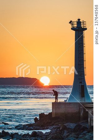 瀬詰崎 早崎海峡 長崎 口之津 夕暮れ 瀬詰崎 早崎海峡 長崎 口之津 夕暮れ 137648568