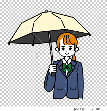 女學生撐著陽傘 137648569