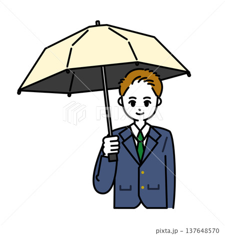 日傘をさす男子生徒 137648570