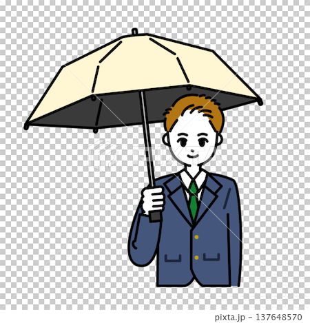 一名男學生撐著陽傘。 137648570