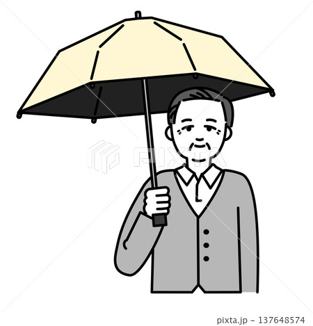日傘をさすシニア男性 137648574