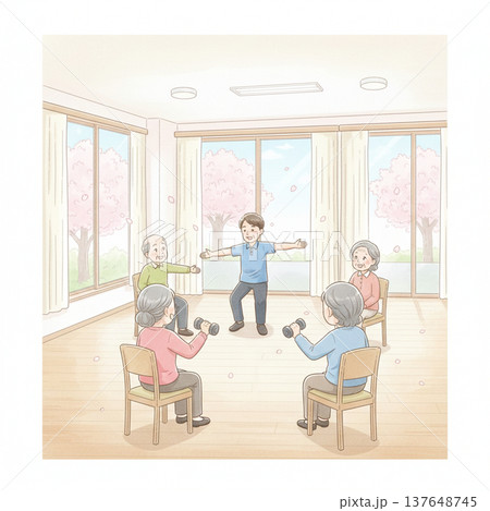 リハビリテーションをする老人 137648745