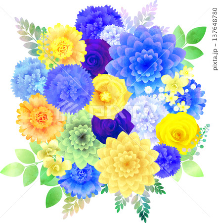 花束・ブルーにイエロー 137648780