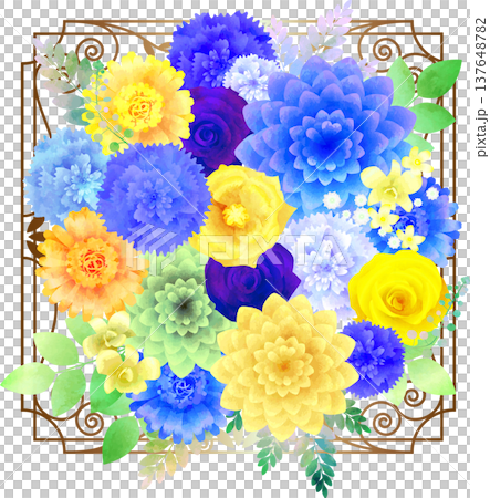 花束・ブルーにイエロー・アイアンブラウン 137648782