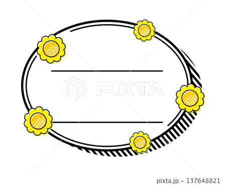ひまわりの見出しイラスト　夏の向日葵 137648821