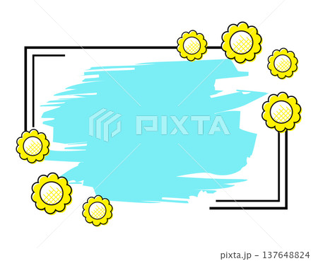 ひまわりの見出しイラスト　夏の向日葵 137648824