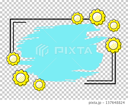 ひまわりの見出しイラスト　夏の向日葵 137648824