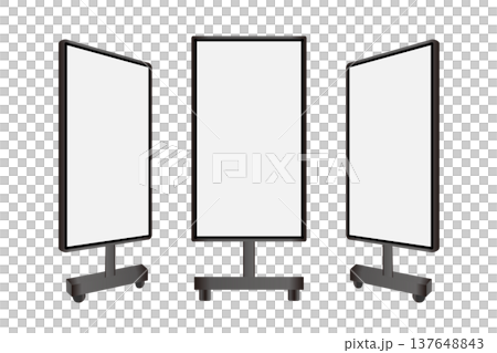 數位看板套裝，可移動，附腳輪 | 正面、右側、左側、白色背景 137648843