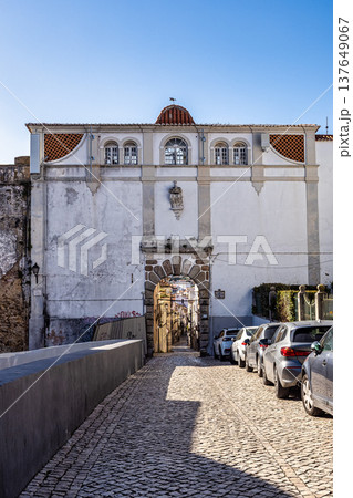 Saint Sebastian Arch in the historic center of the city of Setub 137649067