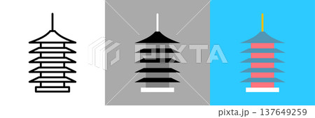 シンプルな五重塔のアイコン 137649259