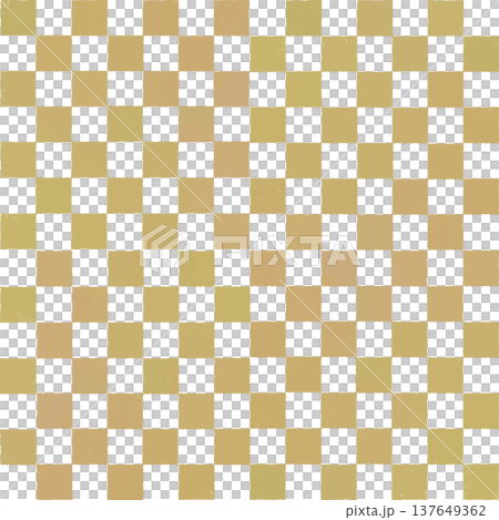 手繪方格圖案 - 金色 137649362