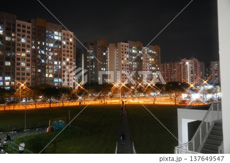 Night view of residential buildings in Singapore Night view of residential buildings in Singapore 137649547