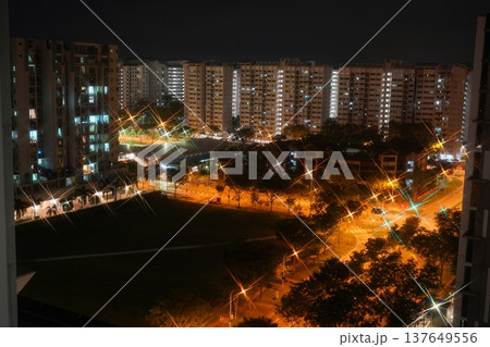 Night View of City Buildings and Streets Night View of City Buildings and Streets 137649556