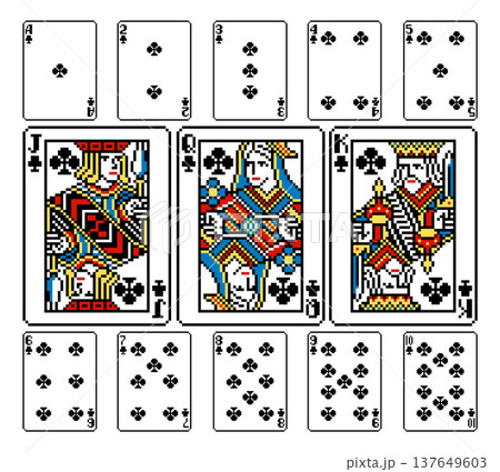 Pixel Art Playing Card Deck Clubs Cards Design 137649603
