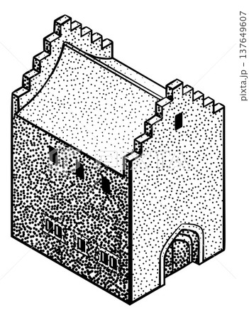 Medieval Building Map Icon Vintage Illustration Medieval Building Map Icon Vintage Illustration 137649607