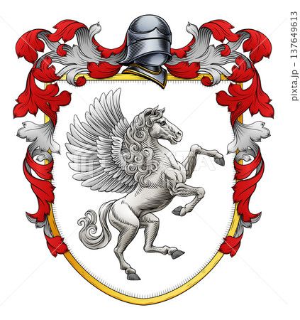 Coat of Arms Crest Pegasus Heraldry Knight Shield Coat of Arms Crest Pegasus Heraldry Knight Shield 137649613