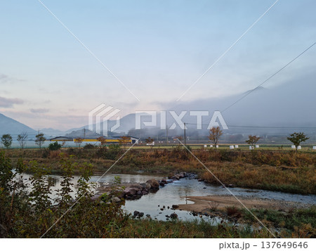 This is a riverside scenery in Mungyeong, Gyeongsangbuk-do, Korea. 137649646