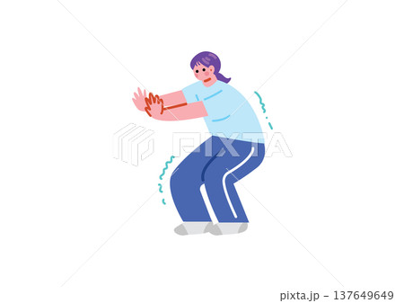 スクワットをする女性のイラスト スクワットをする女性のイラスト 137649649