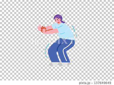 スクワットをする女性のイラスト スクワットをする女性のイラスト 137649649