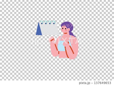 ダイエットを決意する女性のイラスト 137649653