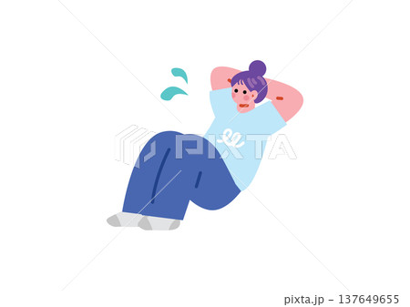 腹筋する女性のイラスト 腹筋する女性のイラスト 137649655