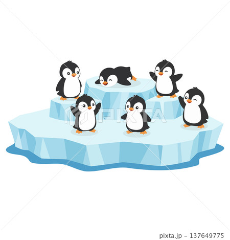 Cute Penguins on Iceberg Illustration 137649775