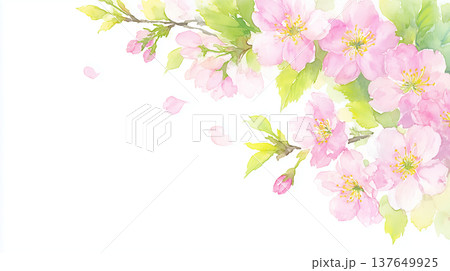 桜の花と花びらのイラスト 桜の花と花びらのイラスト 137649925