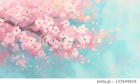 桜の花と花びらのイラスト 137649926