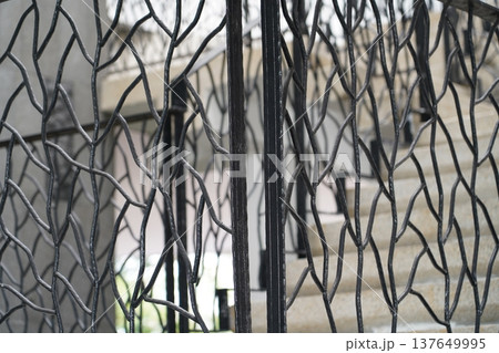 Intricate Ironwork Design on a Gate or Railing 137649995