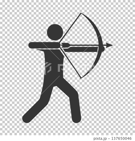 Silhouette icon of a person drawing a bow 137650046