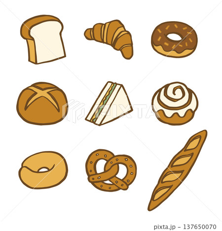 いろいろなパン/ブレッドのイラストセット いろいろなパン/ブレッドのイラストセット 137650070