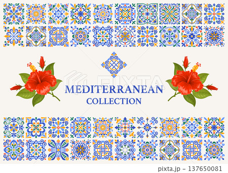 Label Template With Azulejo Mosaic Tile Pattern 137650081