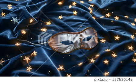 星の光に包まれたシルクのアイマスクとラグジュアリーな安眠ビューティー 137650148