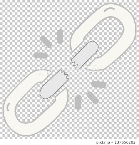 Broken chain link icon representing connection failure security risks. 137650202