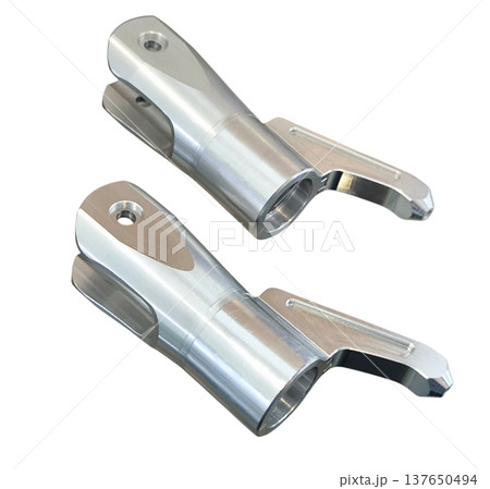Two Silver Metal cnc Mechanical Parts Two Silver Metal cnc Mechanical Parts 137650494