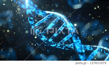 青く輝くDNA二重らせん ― 未来の遺伝子研究とバイオテクノロジー 137651079