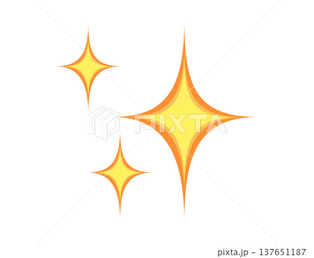 Three bright yellow and orange starbursts flat icon, symbolizing sparkle and shine Three bright yellow and orange starbursts flat icon, symbolizing sparkle and shine 137651187