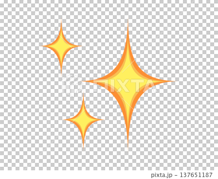 Three bright yellow and orange starbursts flat icon, symbolizing sparkle and shine Three bright yellow and orange starbursts flat icon, symbolizing sparkle and shine 137651187
