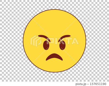 Angry yellow emoji face flat icon with furrowed brows and downturned mouth Angry yellow emoji face flat icon with furrowed brows and downturned mouth 137651190