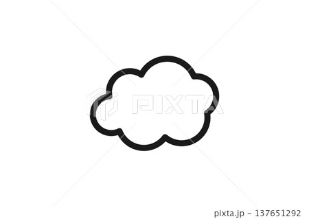 雲・くもりを表すシンプル線画天気アイコン 137651292