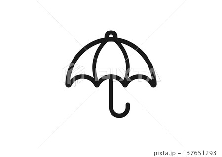 雨や降水を表す傘のシンプル線画アイコン 雨や降水を表す傘のシンプル線画アイコン 137651293