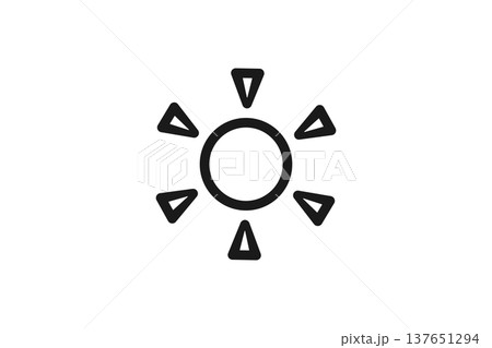 晴れや太陽を表すシンプル線画天気アイコン 137651294
