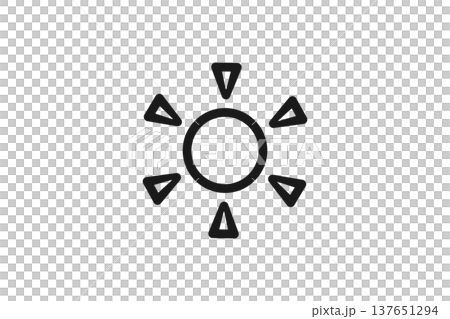 晴れや太陽を表すシンプル線画天気アイコン 137651294