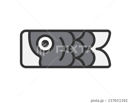 鯉のぼりの真鯉のアイコン（線画カラー）のイラスト 137651392
